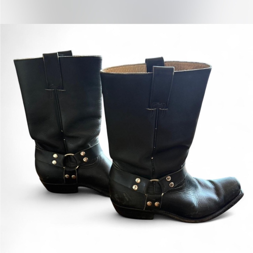 Black Leather Harness Boots
